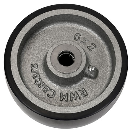 Side view of 6" x 2" urethane on iron wheel